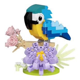 兼容某高微颗粒积木拼装玩具公仔礼品六一儿童节玄凤金刚小鸟鹦鹉