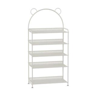 客厅奶油风铁艺置物架落地摆件陈列网格架子展示架杂志收纳架书架