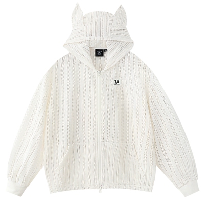 明星同款IER杜宾犬镂空连帽罩衫