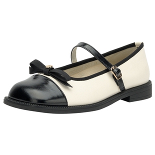 戈美其平底玛丽珍女鞋夏季新款配裙子日式jk浅口拼色浅口单鞋