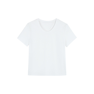 pusumede 【现货5.5折】圆领基础款短袖T恤女正肩短款针织上衣