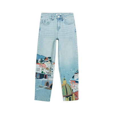 Desigual26春夏新品多色城市印花女式牛仔裤