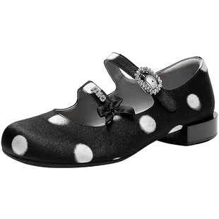 MIO米奥miu系玛丽珍多条带2025秋季新款蝴蝶结水钻圆头芭蕾单鞋女