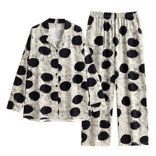 家乐芬睡衣女士春秋款莫代尔棉长袖家居服薄款大码冰丝套装高级感