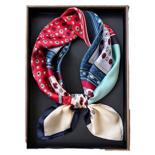 咖色小方巾丝巾女春秋冬季搭配衬衫职业装饰脖子纱巾薄围巾70x70