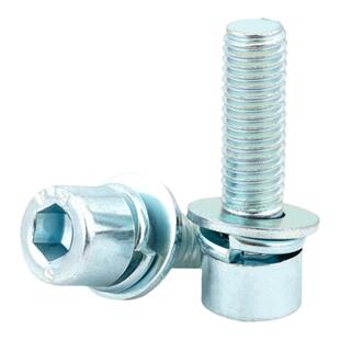 8.8级内六角三组合螺丝钉镀锌圆柱头自带平弹垫螺丝M3M4M5M6-M12