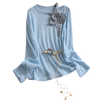 温柔长袖针织衫雪纺半身裙套装女