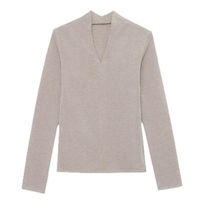 木岸muan杜松子打底衫定制V领高级宽松冬季保暖百搭上衣D-JD-8528