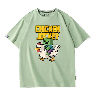 Minecraft我的世界鸡骑士短袖T恤男童夏体恤儿童宽松衣服童装半袖