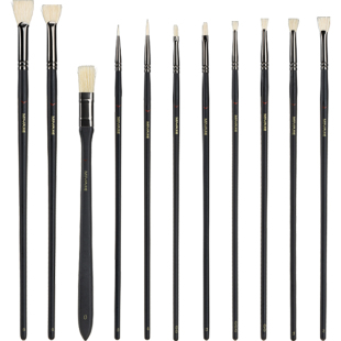 米娅黑骑士水粉笔单支全系列画室推荐美术生学生专用水粉笔水粉丙烯油画笔组合勾线笔扇形笔刷子猪鬃马毛尼龙