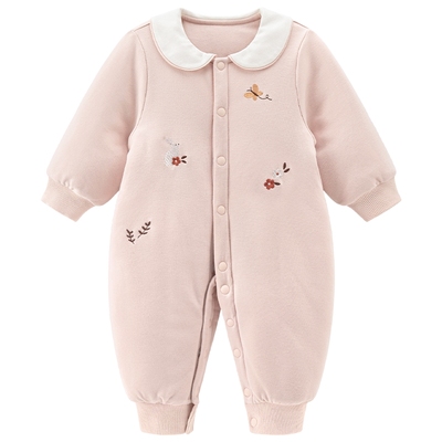 女宝宝抗菌夹棉连体哈衣