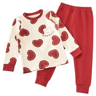 女童秋衣秋裤套装儿童秋冬季纯棉保暖内衣宝宝红色家居睡衣棉毛衫