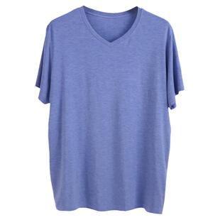 男士V领T恤加肥大码竹纤维短袖老头衫中老年人宽松弹力莫代尔半袖