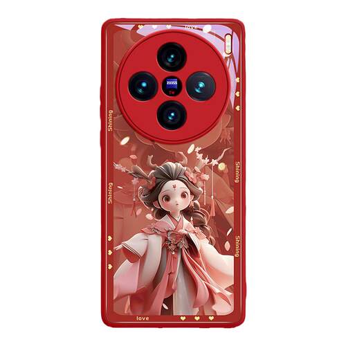 适用vivox100手机壳x100pro新款X90Pro+玻璃壳X90s保护vivox女款龙年vovi防摔的vivox90套vivi2024新春舞雪女