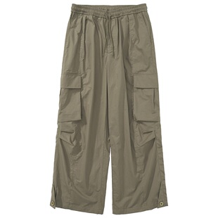 Mentmate 25SS 日系暗绿色大口袋工装裤男 春夏薄款休闲宽松长裤