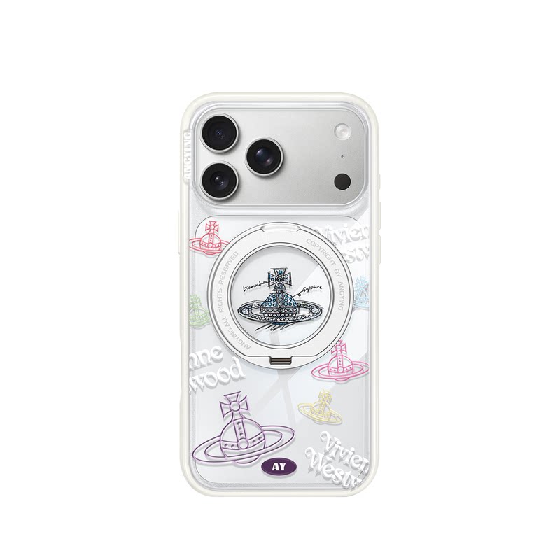 ANGYING × 潮牌土星适用苹果17promax手机壳新款iphone16pro磁吸带支架Yo4支点透明ip17pm可爱套高级感女