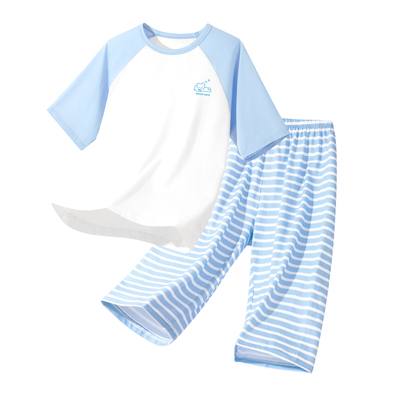 红豆儿童睡衣男孩2026新款夏季薄款套装纯棉短袖空调服男童家居服