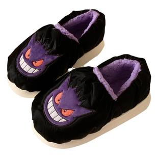 细细条 潮酷搞怪耿鬼棉拖鞋男女冬季家居保暖防滑情侣全包跟棉鞋