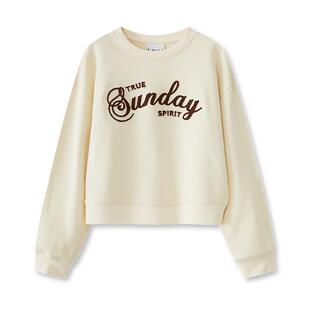 【商场同款】LILY冬新款女装全棉撞色字母绣花百搭圆领卫衣女