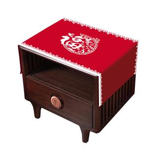 中式新款床头柜盖布喜庆红色结婚吉祥布艺防尘布遮挡巾家用可定制