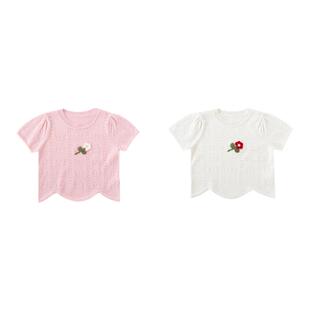 YOUGE幼歌【海绵纱】夏婴幼儿甜美网眼透气上衣双曲冰麻清凉短袖T