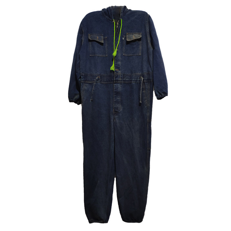 牛仔连体工作服套装男汽修工地干活耐磨一体防尘衣防护劳保服薄款