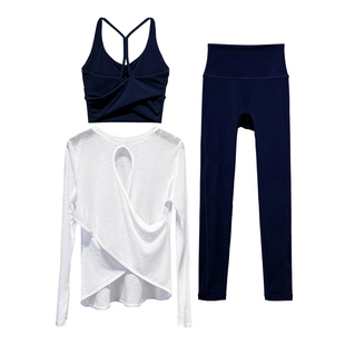 瑜伽服套装女2025新款秋冬时尚美背显瘦长袖运动健身训练罩衫背心