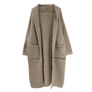 misslady洋气复古软糯连帽厚实毛衣开衫女针织慵懒风长款韩系百搭