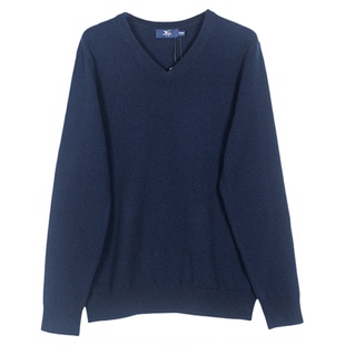 东黎山羊绒 男士秋冬V领休闲商务百搭打底衫宽松套头羊绒衫1732