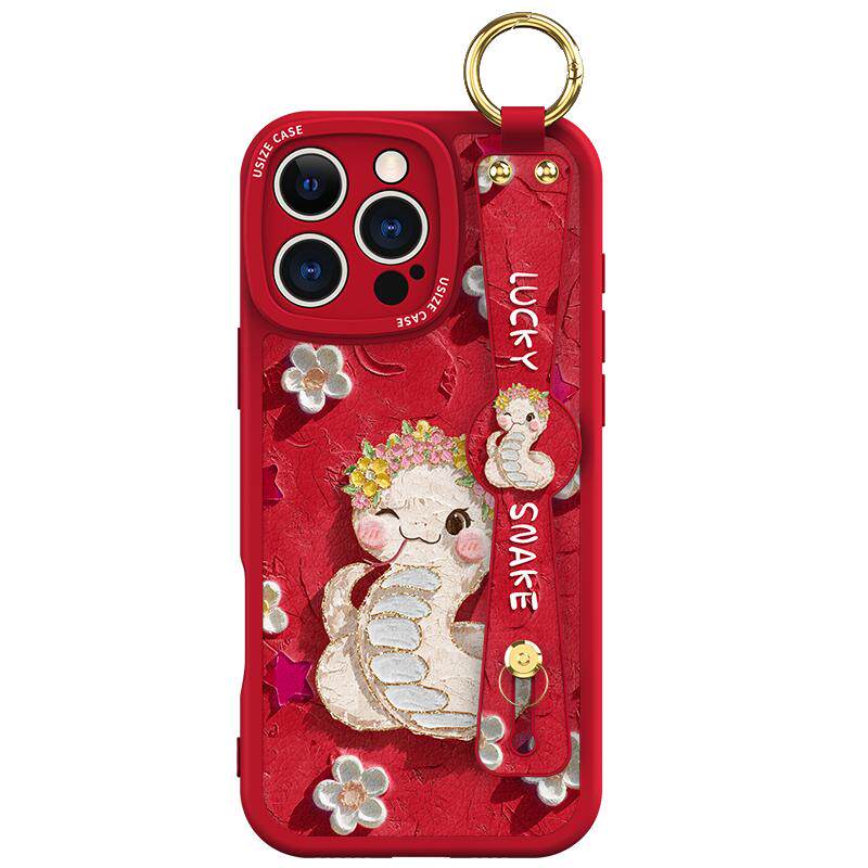 可以背的苹果16promax手机壳女款15pro蝴蝶腕带iPhone17油画蛇14过年13max卡通12个性皮质11支架15plus长挂绳