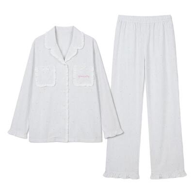 纯棉条纹睡衣套装女长袖家居服