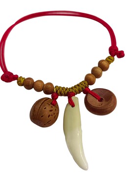 成人手链宝宝脚链黑狗牙红绳