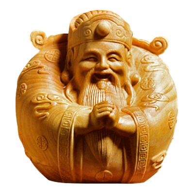 乐清黄杨木雕福禄寿小摆件