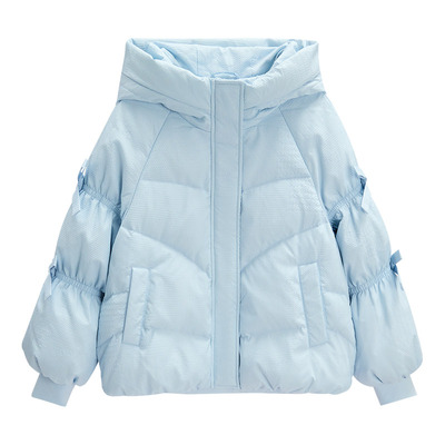 IEF/爱依服2025冬季新款韩版甜美减龄蝴蝶结设计白鸭绒羽绒外套