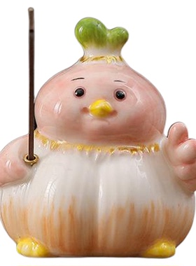 蒜头小鸟茶宠摆件手工蒜鸟茶玩可爱家用香插底座装饰工艺品香薰炉