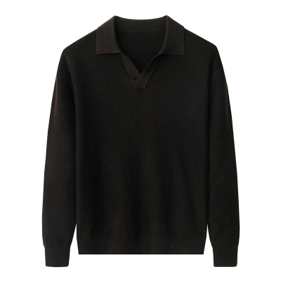可机洗男士V领肌理感羊毛衫