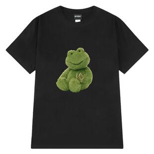 ins欧美街头印花做旧短袖T恤男女潮牌嘻哈宽松oversize五分袖体恤