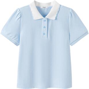 巴拉巴拉女童短袖polo衫中大童白色t恤夏季新款童装儿童洋气上衣