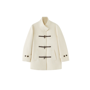 老章和小胖PONGKIKI富家千金牛角扣大衣女大码韩版学院风呢大衣冬