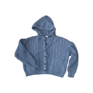 F383 美式复古慵懒风连帽针织毛衣男女秋冬宽松显瘦百搭开衫外套