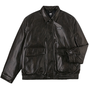 Lee2026新款男款羽绒服舒适版翻领复古风Logo徽标PU保暖休闲潮流