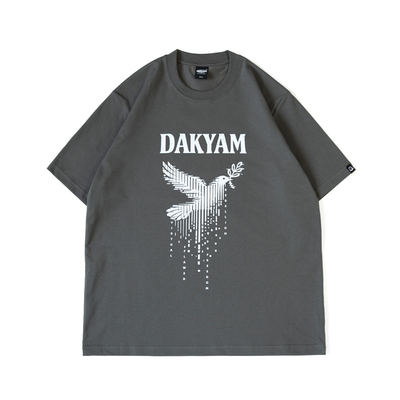 美式复古矩阵和平鸽图案短袖T恤