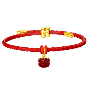 周大福SOINLOVE 蜜粉金十里红妆柿柿如意黄金吊坠手链情人节礼物
