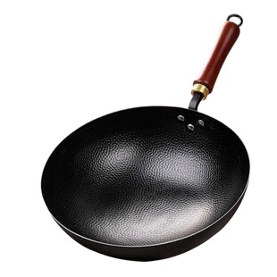 老式章丘铁锅家用不粘炒锅平底鱼鳞炒菜锅无涂层锻打铁锅已开锅