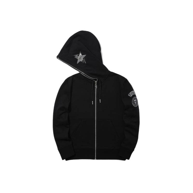 BAPE BLACK男装25年春夏猿人金属徽章连帽卫衣外套开衫W3101MC