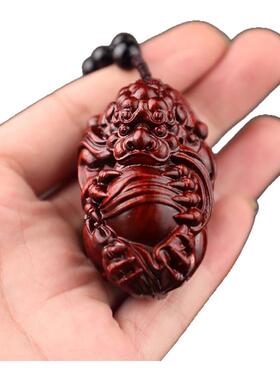 小叶紫檀有求必应貔貅吊坠挂件饰品文玩手把件木雕工艺品男女送礼