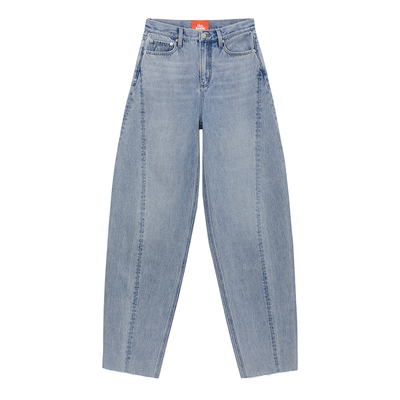 HJ033弧形弯月流线全长牛仔裤