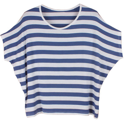 条纹莫代尔蝙蝠衫短袖胖瘦可穿