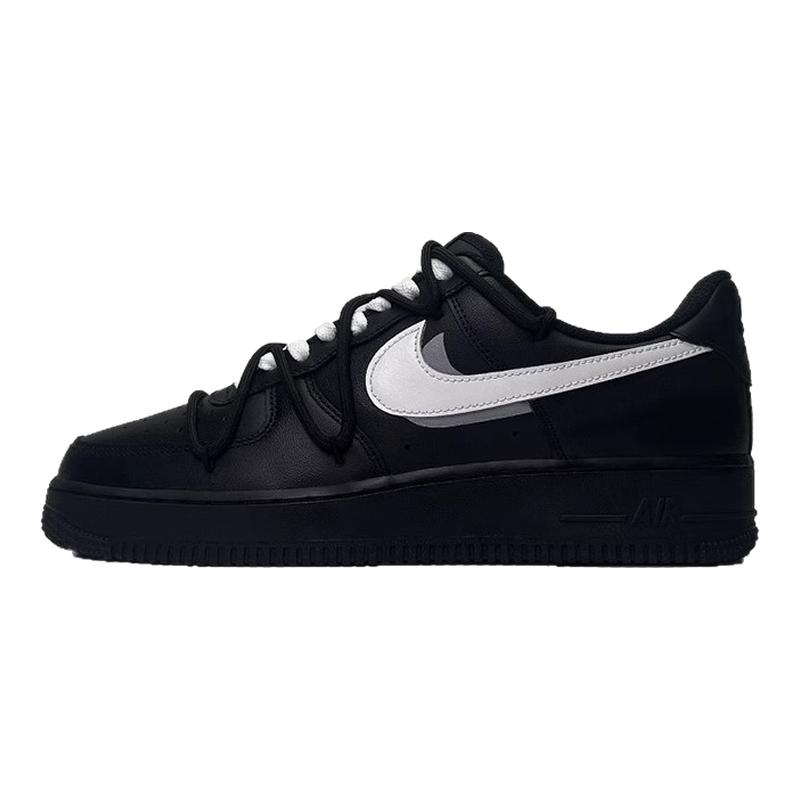 定制球鞋Nike Air Force 1 倒影 高街复古熊猫vibe风 低帮板鞋男