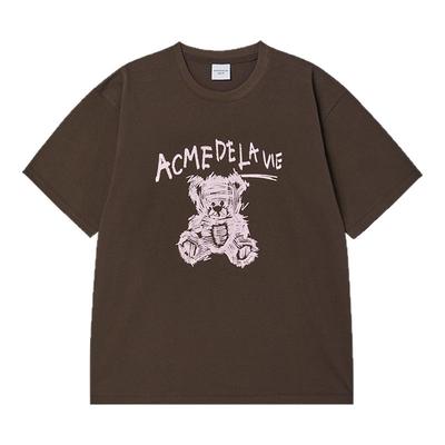 手绘小熊印花纯棉短袖/中性风